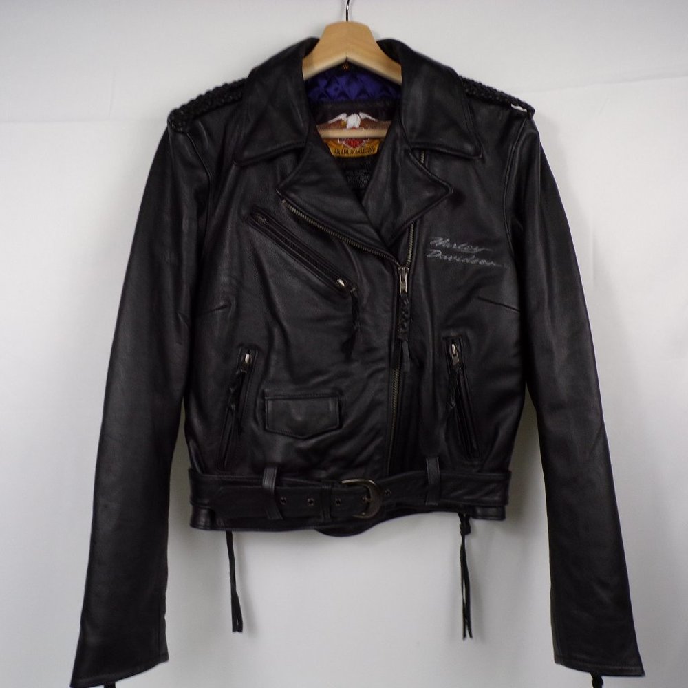 Women’s Small Harley Davidson Leather Jacket/Coat NICE! Heavy!! Buckle Waisted